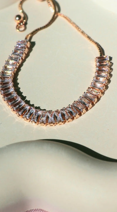 Rose Gold Crystal baguette bracelet – Luxury Jewelry