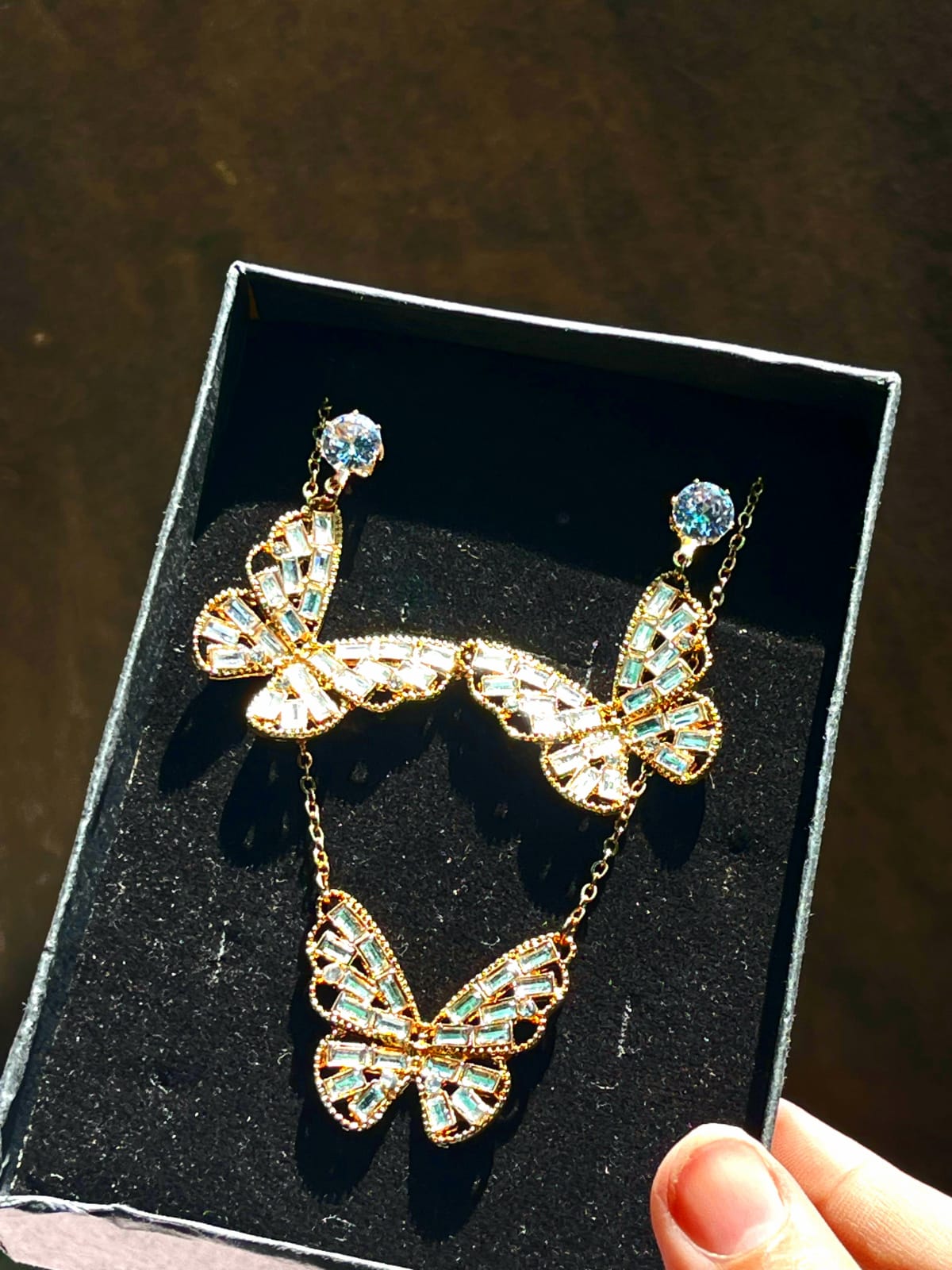 Butterfly Necklace & Earrings Set – Dainty Gold Jewelry